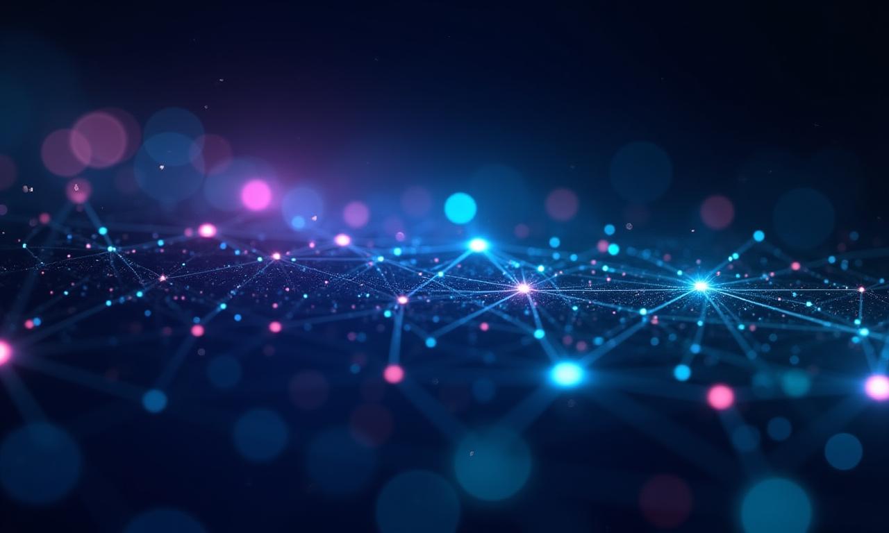 Abstract digital network representing secure financial transactions.